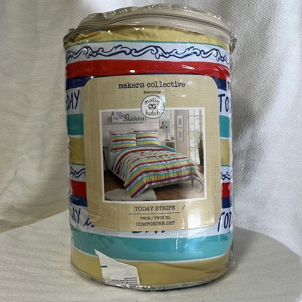 MAKERS COLLECTIVE Colorful Today Stripe Comforter Set twin/twin XL